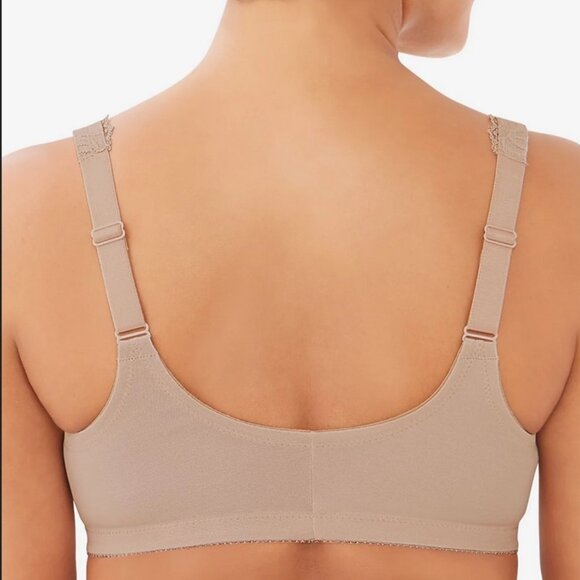 Glamorise Front-Closure Stretch Lace WonderWire Bra in Cafe Nude, 46F - Picture 2 of 15